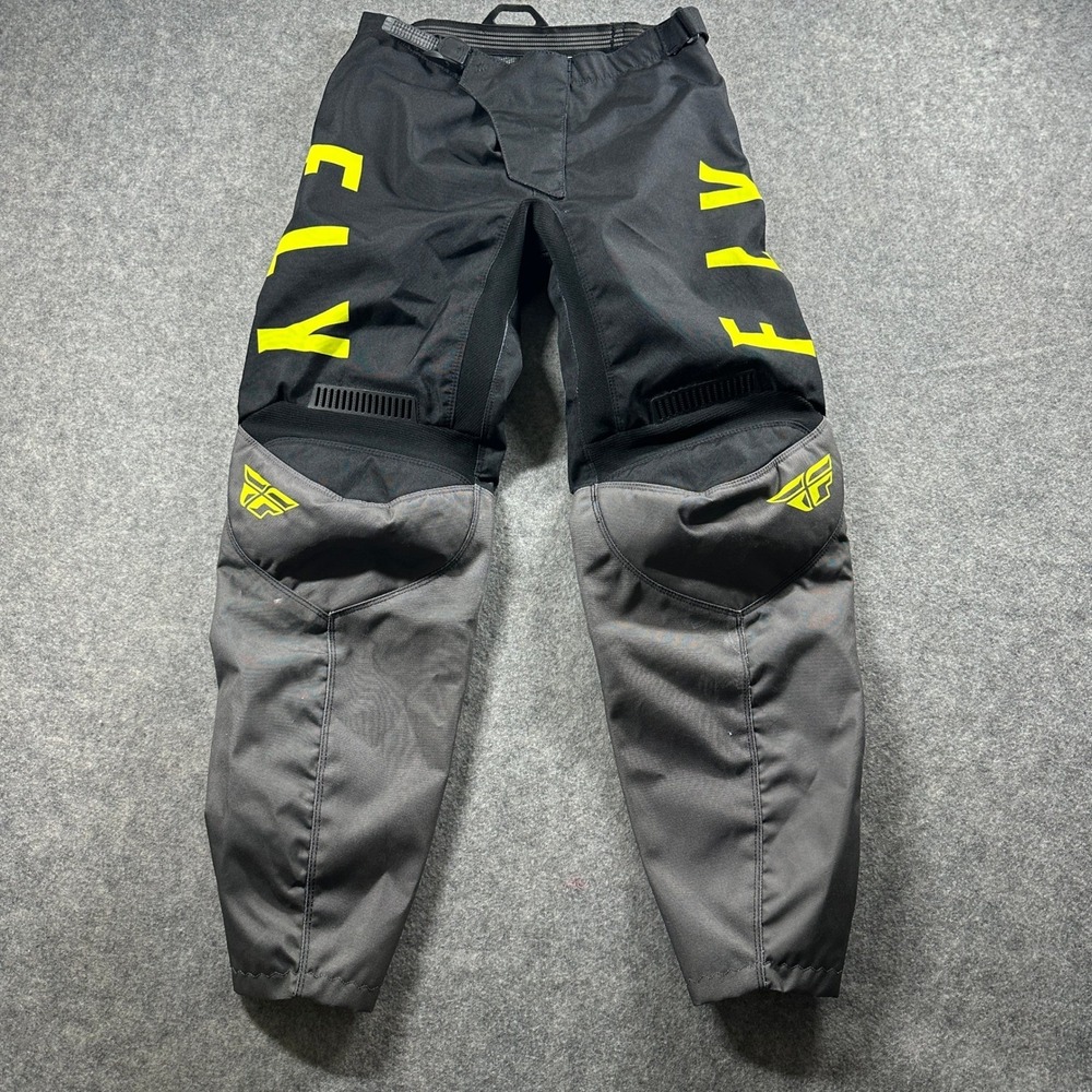 Fly Racing F-16 Motocross Pants Mens 32 Black Gray Neon Yellow Padded Off-Road